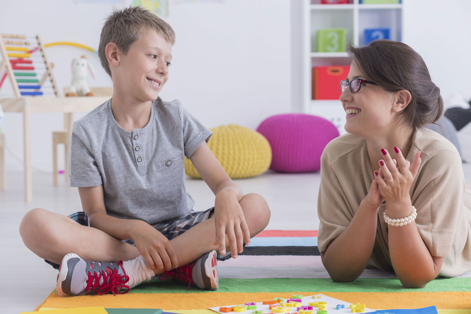 happy child learning at ABA clinic