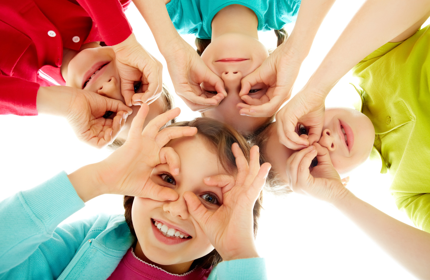 children playing and making funny faces
