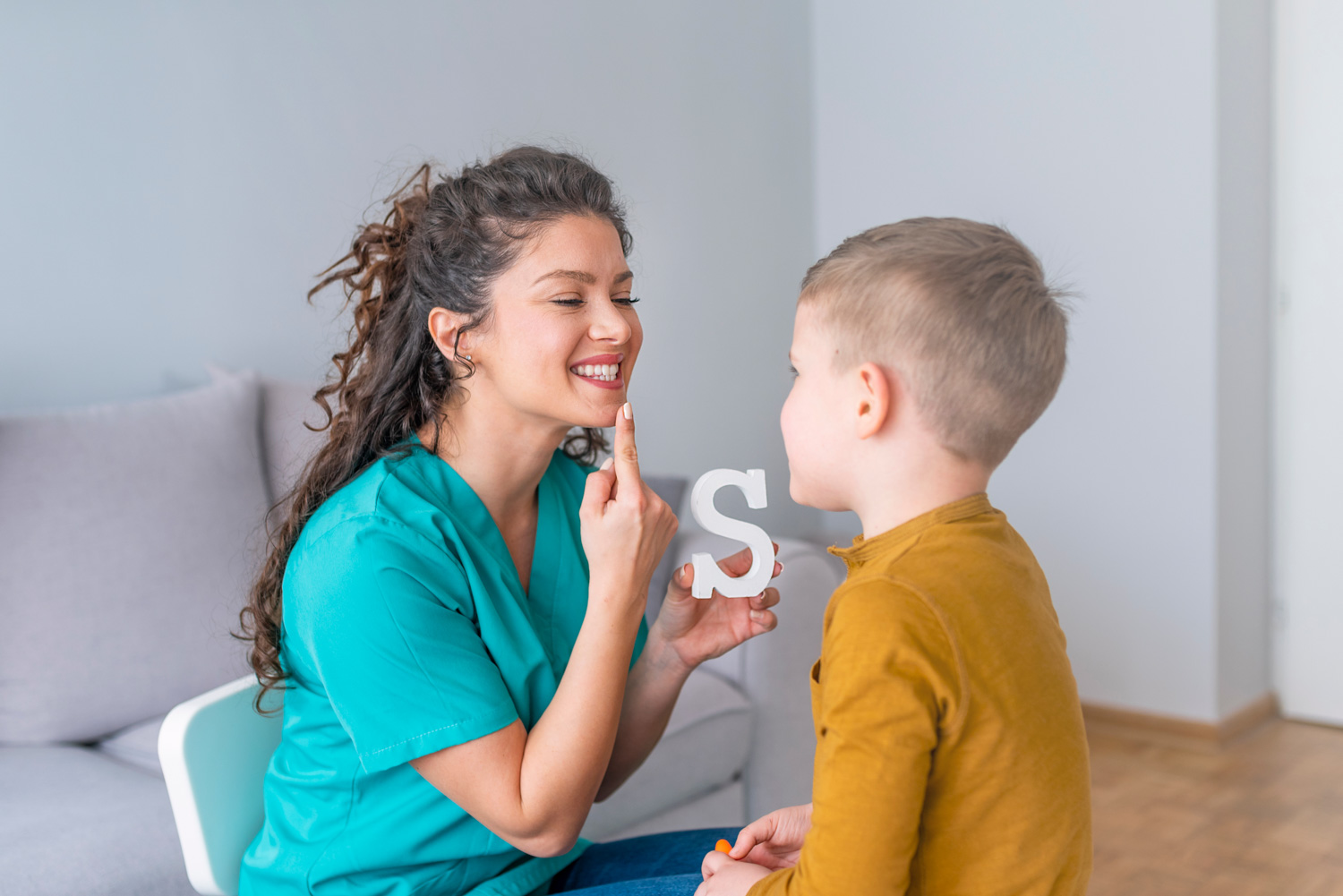 happy child learning at ABA clinic