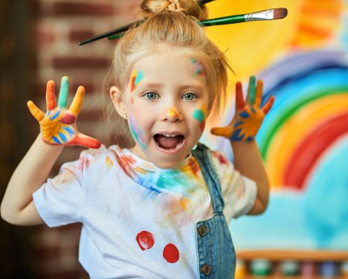 happy child painting